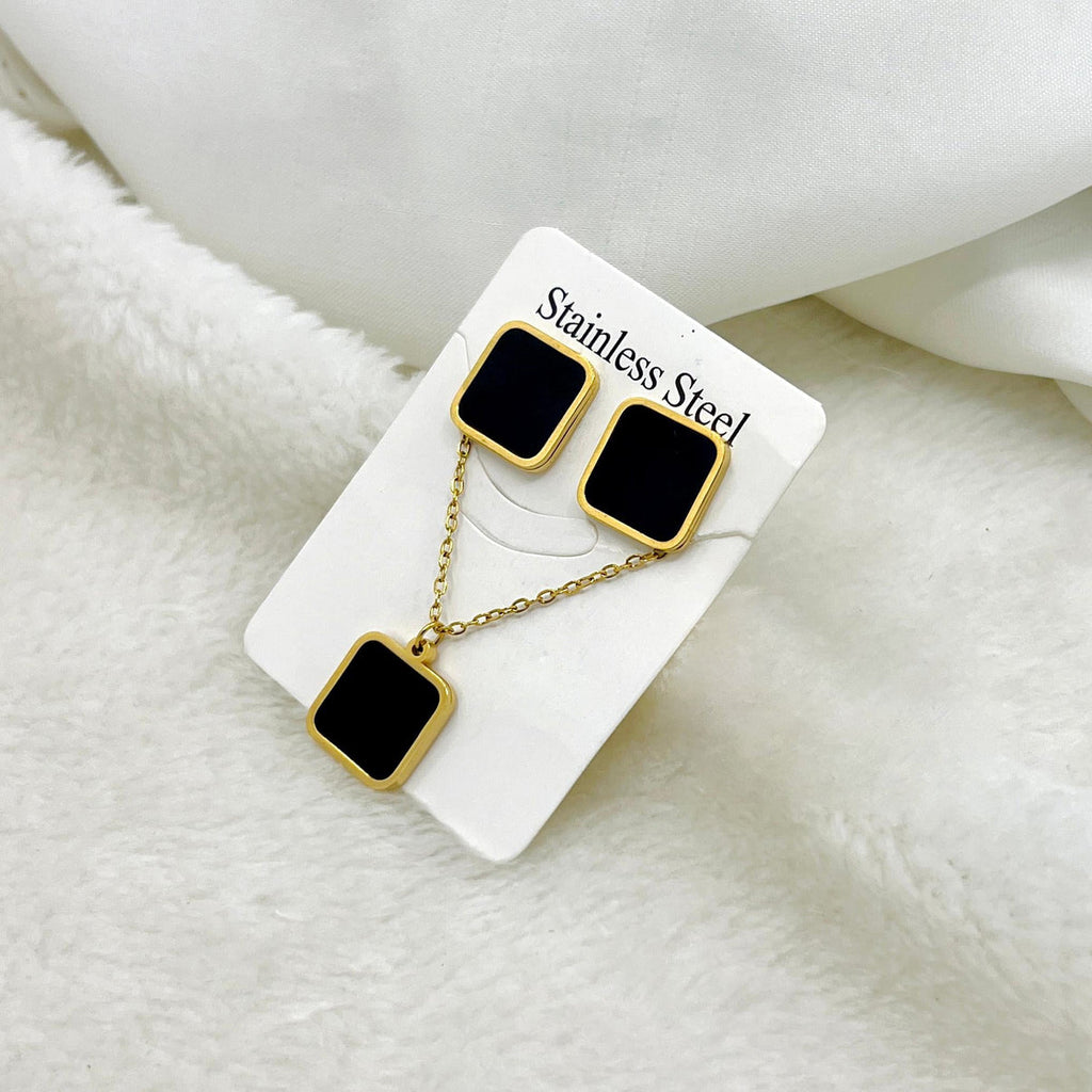 Black Square Minimal Jewelry Set