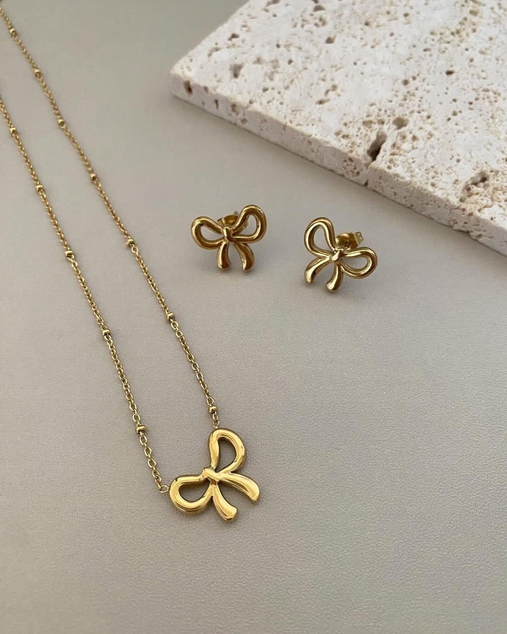 Bow Necklace & Earrings Set