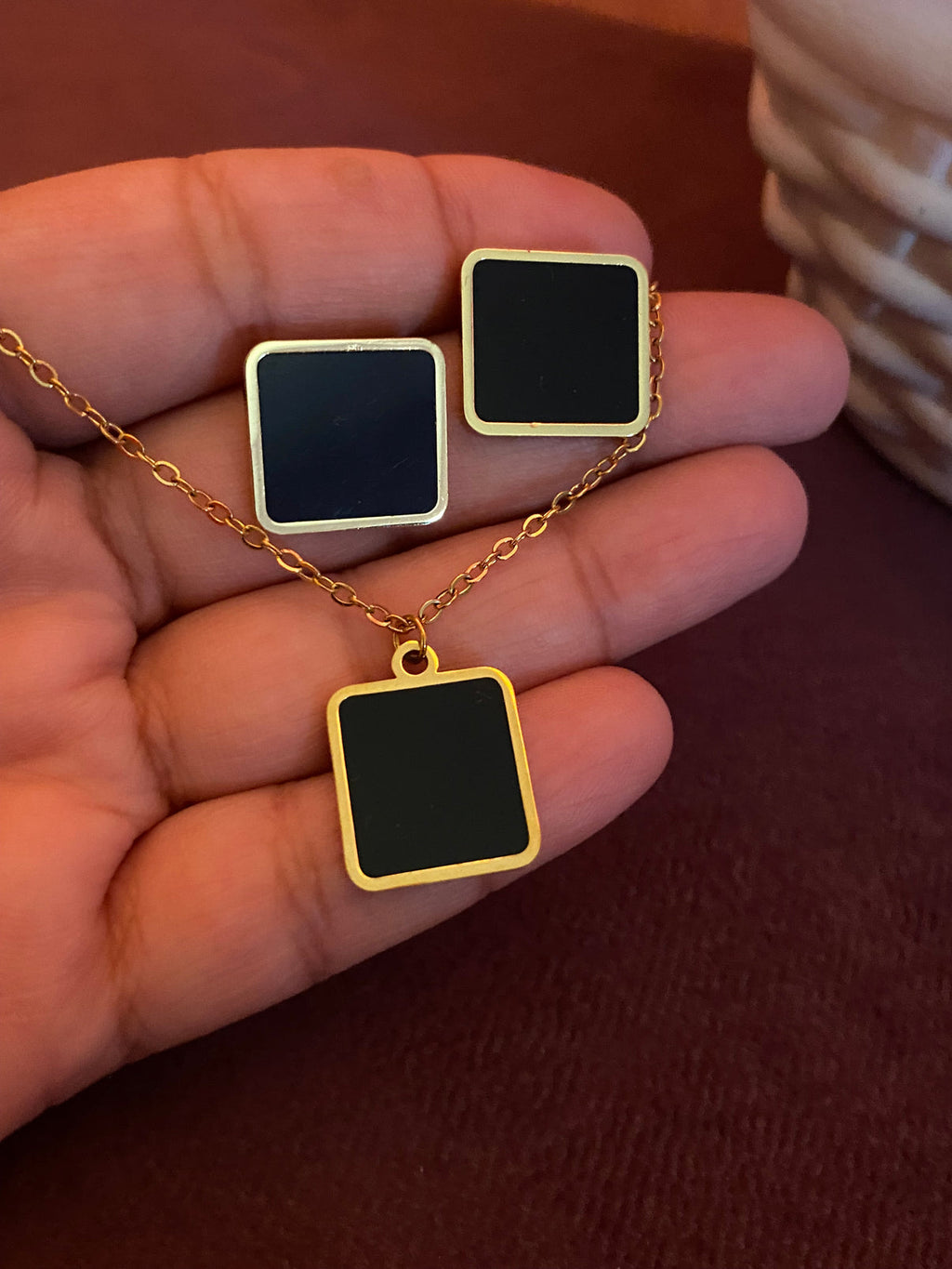 Black Square Minimal Jewelry Set