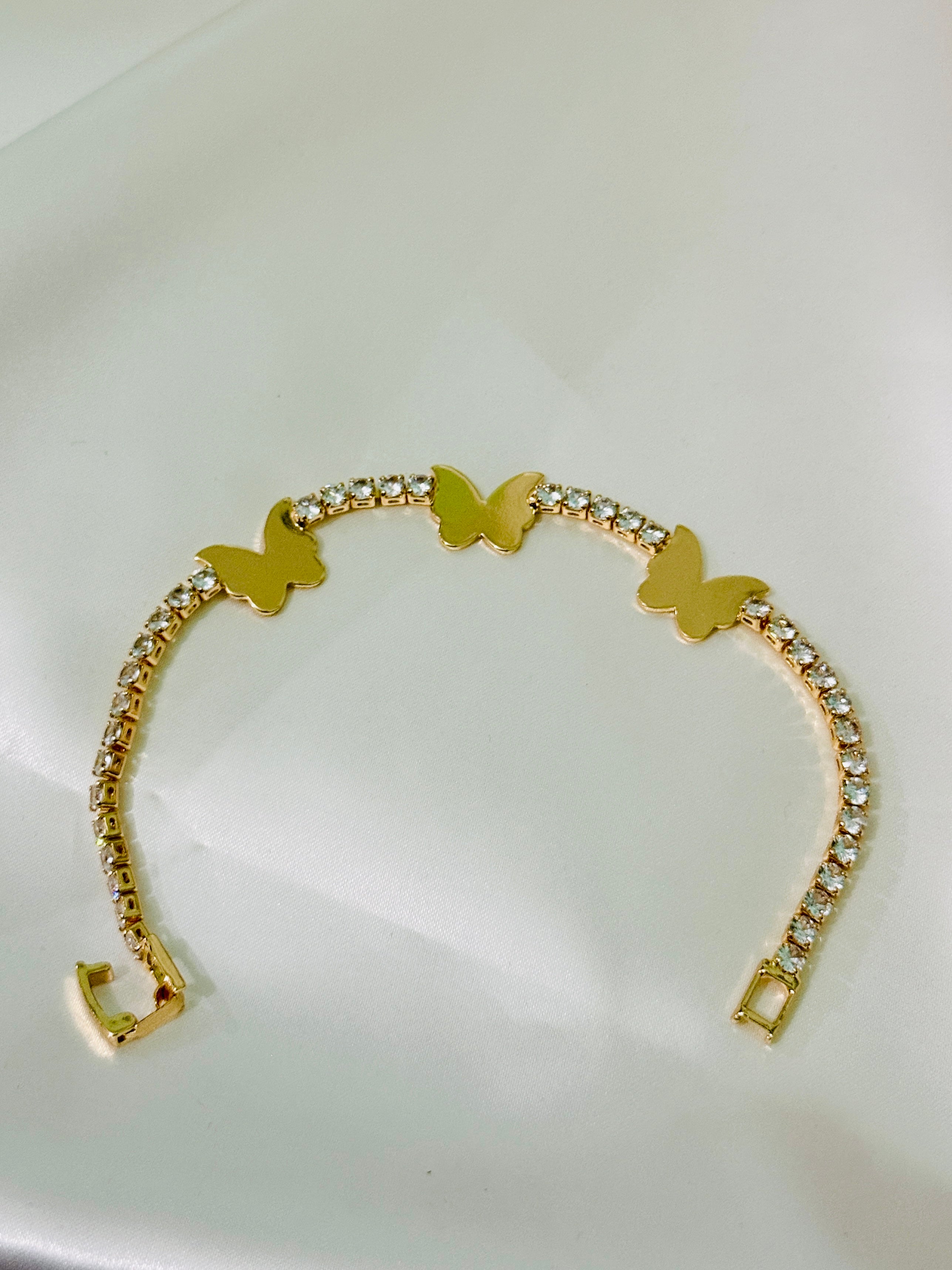 Golden Butterfly Tennis Bracelet