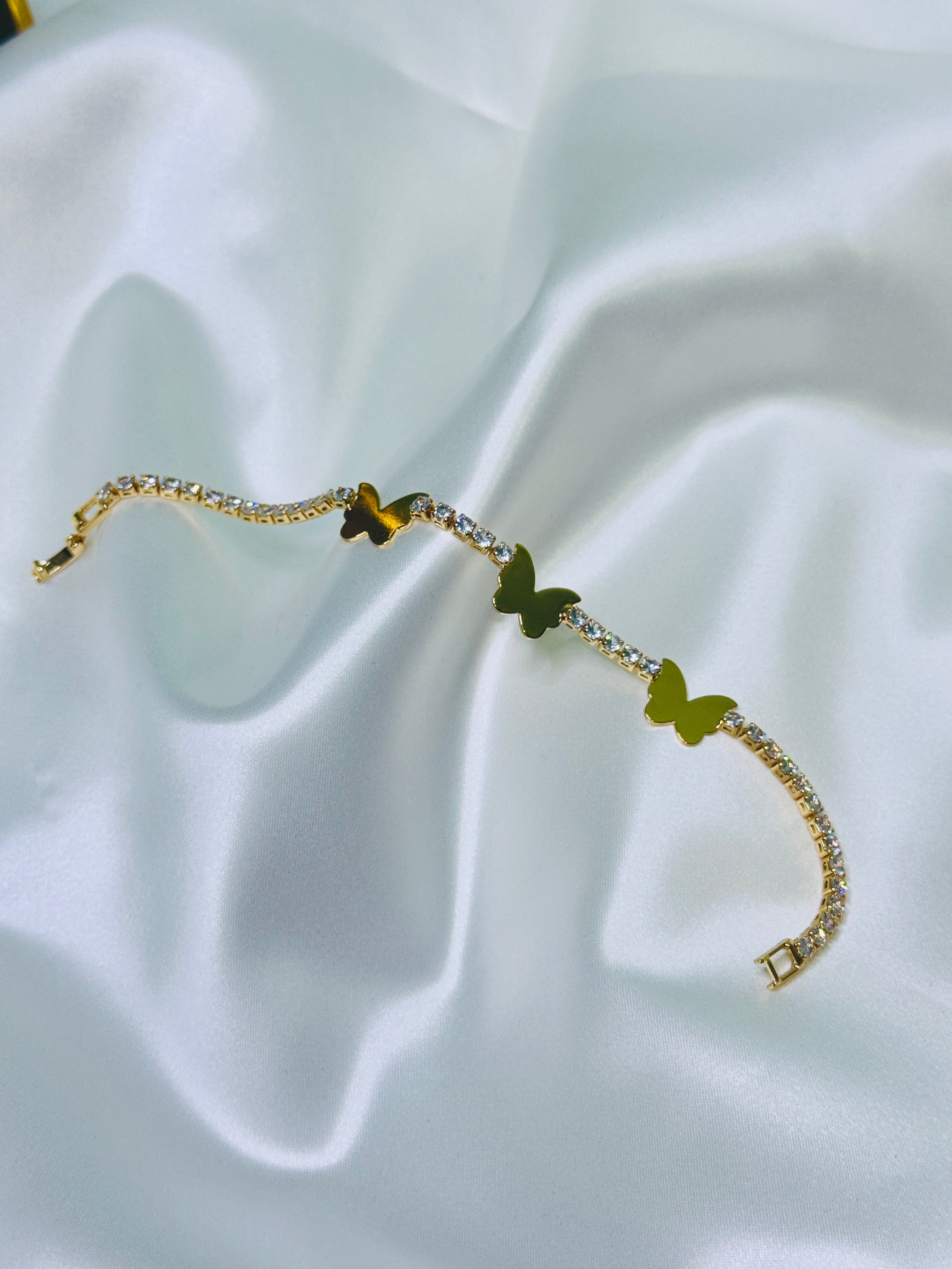 Golden Butterfly Tennis Bracelet