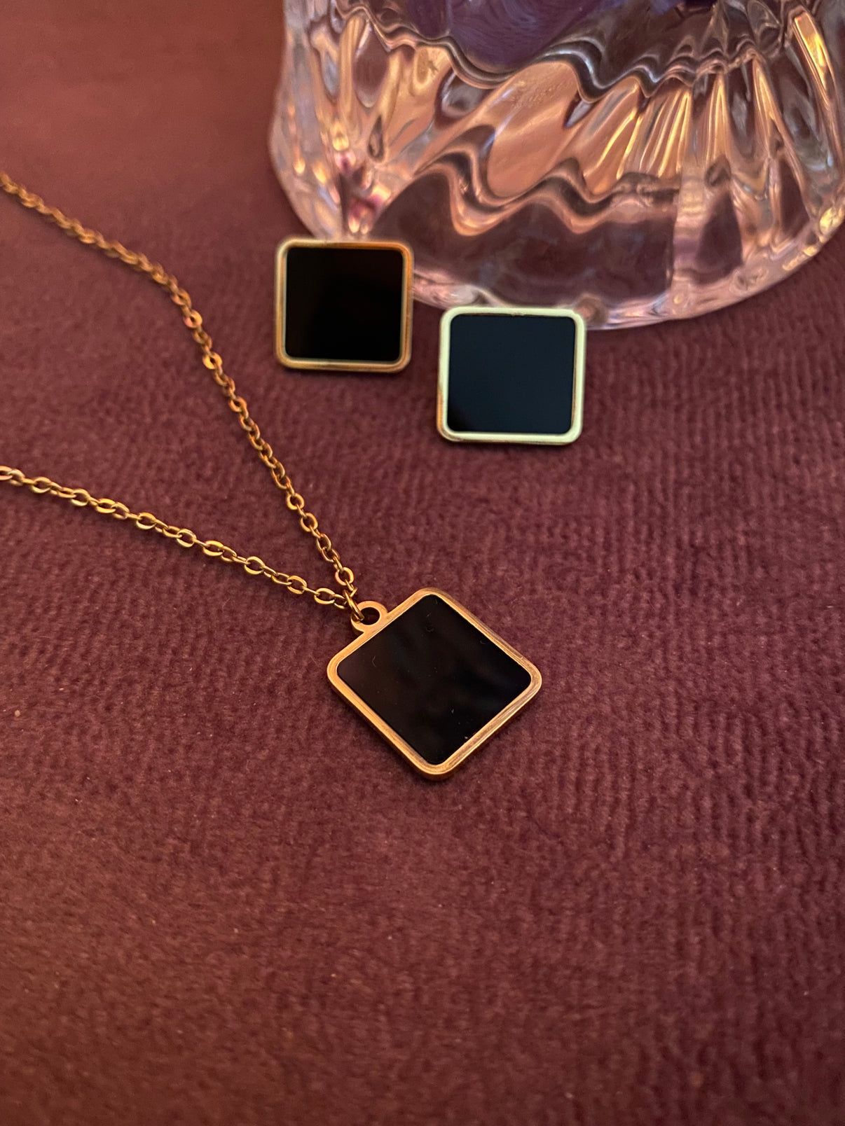 Black Square Minimal Jewelry Set