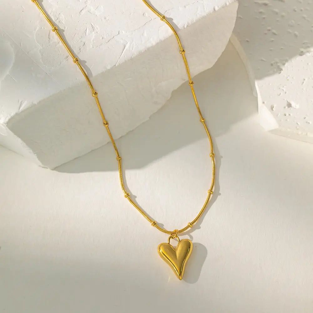 Heart Pendant Beads Chain Necklace