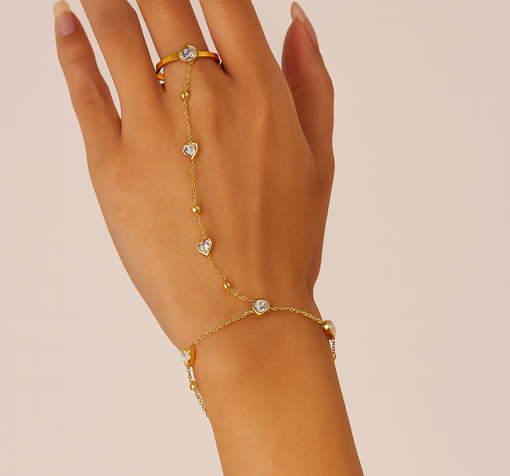 Emerald Heart Zirconia Ring Bracelet